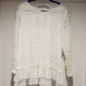Krazy Kat White Lace Blouse Size XL Like New